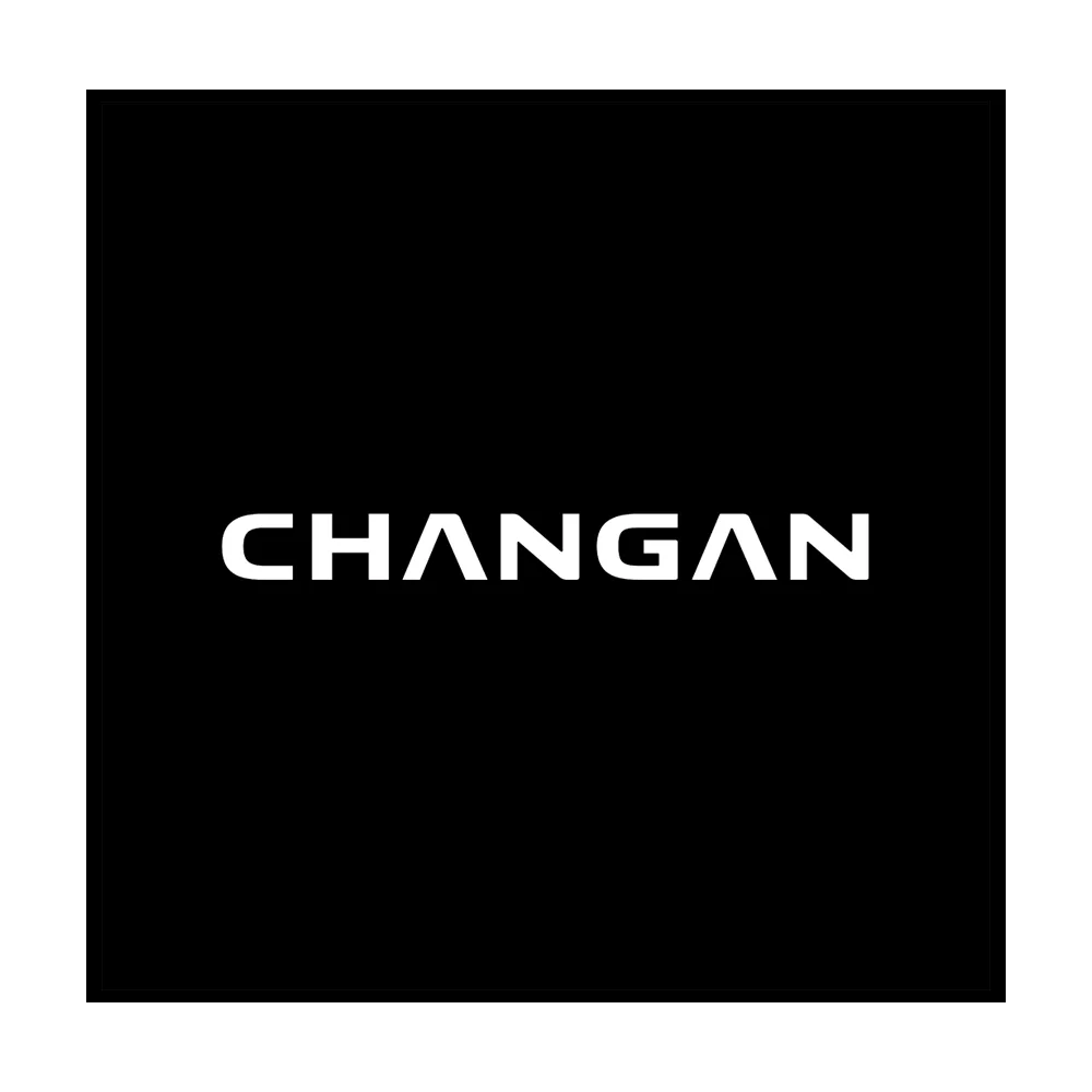 Changan Logo vor schwarzem Hintergrund in weißer Schrift