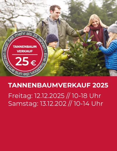 Familie beim Tannenbaumkauf für Weihnachtsfest 2025